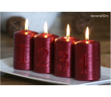 Lima Adventné sada s číslami sviečka červená valec 60 x 90 mm 4 kusy