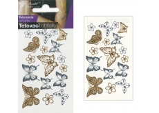 Tetovacie obtlačky zlaté a strieborné Motýle 10,5 x 6 cm