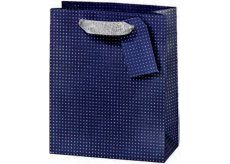BSB Luxusná darčeková papierová taška 36 x 10,5 x 10 cm Tmavo modrá s bodkami LDT 374-F