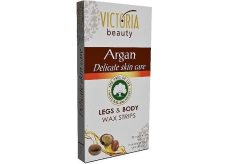 Victoria Beauty Argan Depilačné pásiky na telo s arganovým olejom 20 kusov + 2 čistiace obrúsky 22 kusov