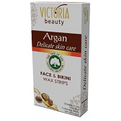 Victoria Beauty Argan Depilační voskové pásky na obličej a oblast bikin s arganovým olejem 20 kusů + 2 ubrousky 22 kusů