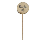 Bohemia Gifts Drevený zápich k bylinkám s potlačou - Bazalka priemer kolieska je 5 - 8 cm