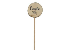 Bohemia Gifts Dřevěný zápich k bylinkám s potiskem - Bazalka průměr kolečka je 5 - 8 cm
