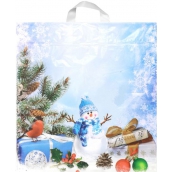 Igelitová taška 43,5 x 46 cm Snehuliak, vtáčik, darček