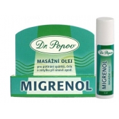 Dr. Popov Migrenol roll-on masážny olej na potieranie spánkov, čela a zátylku pri únave, migréne, nevoľnosti cestovné balenie 6 ml