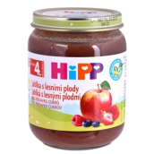 Hipp Ovocie Bio Jablká s lesnými plodmi ovocný príkrm, znížený obsah laktózy a bez pridaného cukru pre deti 125 g