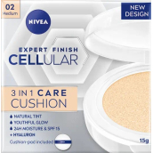 Nivea Expert Finish Cellular 3v1 Ošetrujúci tónovaný krémový make-up v hubke 02 Medium 15 g
