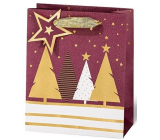 BSB Luxusná darčeková papierová taška 23 x 19 x 9 cm Vianočný sa stromčeky VDT 439-A5