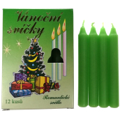 Romantické svetlo Vianočné sviečky krabička, horenie 90 minút minút, zelené 12 kusov