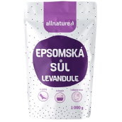 Allnature Epsomská soľ Horčík, síran a Levanduľa do kúpeľa uvoľňuje svaly, odbúrava stres, detoxikuje organizmus 1000 g