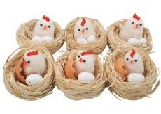 Hniezda s kuriatkom a vajcom 5,5 cm 6 kusov v krabičke