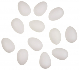 Vajíčka biela k dozdobenie plastová 6 cm, bez šnúrky, 12 kusov v sáčku