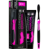 Xoc Charcoal Toothpaste zubní pasta s aktivním uhlím 100 ml + kartáček na zuby 1 kus