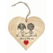 Bohemia Gifts Drevené dekoračné srdce s potlačou Ešte že ťa lásko mám 12 cm