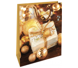 Nekupto Darčeková papierová taška 32,5 x 26 x 13 cm Vianočný zlatá darček WBL 1947 01