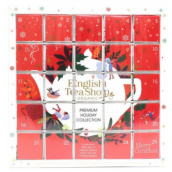 English Tea Shop Bio Adventní kalendář Puzzle červený 25 kusů bioodbouratelných pyramidek čaje, 13 příchutí, 48 g, dárková sada