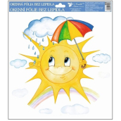 Okenná fólia bez lepidla ručne maľované slnko, dáždnik 30 x 30 cm