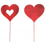 Srdce drevené červené zápich 8 cm + drôtik, 1 kus