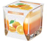 BISPOL Orange - Pomaranč trojfarebná vonná sviečka sklo, doba horenia 32 hodín 170 g