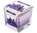 BISPOL Lavender - Levanduľa trojfarebná vonná sviečka sklo, doba horenia 32 hodín 170 g