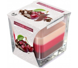 BISPOL Chocolate & Cherry - Čokoláda a višňa trojfarebná vonná sviečka sklo, doba horenia 32 hodín 170 g