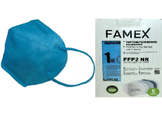 Famex Respirátor ústní ochranný 5-vrstvý FFP2 obličejová maska modrá 10 kusů