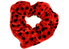 Bartoň Gumička sametová střední červená s černými puntíky 3,5 x 9 cm