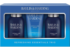 Baylis & Harding Men´s Citrus Lime & Mint mycí gel na tělo a vlasy 100 ml + čistící gel na pleť 100 ml + balzám po holení 50 ml, kosmetická sada pro muže