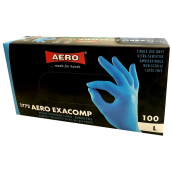 Aero Exacomp Rukavice hygienické jednorázové nitrilové antialergenní nepudrované, velikost L, box 100 kusů modré