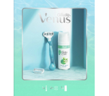 Gillette Venus Smooth holiaci strojček pre ženy + náhradné hlavice 2 ks + Satin Care gél na holenie pre ženy 75 ml, kozmetická sada pre ženy