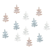 Drevený stromček s lepidlom Biely, hnedý a modrý 3,5 cm 12 kusov