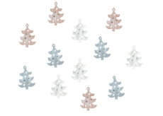 Drevený stromček s lepidlom Biely, hnedý a modrý 3,5 cm 12 kusov