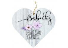 Bohemia Gifts Drevené dekoratívne srdce s potlačou Babička 12 cm