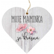 Bohemia Gifts Drevené dekoratívne srdce s potlačou Mama 12 cm