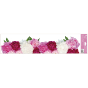 Okenní fólie bez lepidla pruhy květiny růžové a bílé 64 x 15 cm