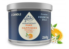 Glade Aromatherapy Pure Happiness Veľká sviečka s vôňou pomaranča + neroli v skle, doba horenia 60 h 260 g