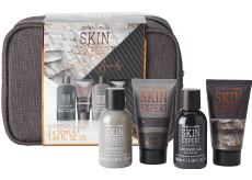 Sunkissed Travel Bag Skin Expert sprchový gél 100 ml + šampón na vlasy 100 ml + peeling na tvár 50 ml + telové mlieko 50 ml + kozmetická taška, kozmetická sada pre mužov