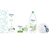 Dove Beauty For All Fresh Osviežujúci sprchový gél 250 ml + toaletné mydlo Go Fresh 100 g + umývacia hubka, kozmetická sada pre ženy
