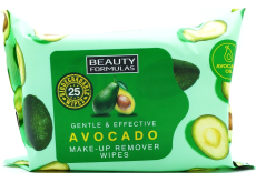 Beauty Formulas Avocado odličovací pleťové ubrousky s avokádovým olejem 25 kusů