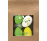 Plastové vajíčka na zavesenie zeleno-bielo-žlté 6 cm 9 kusov v papierovom vrecku