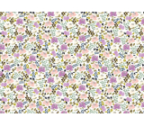 Ditipo Dárkový balicí papír 70 x 100 cm Bílý s barevnými květy a zelenými lístky 2 archy