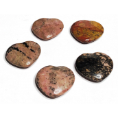 Rodonit Hmatka, liečivý drahokam v tvare srdca prírodný kameň 3 cm 1 kus, kameň odpustenia