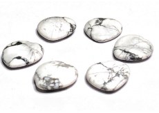 Magnezit / Howlit biely Hmatka, liečivý drahokam v tvare srdca prírodný kameň 3 cm 1 kus, očistný kameň