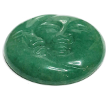 Avanturín zelená tvár slnka a mesiaca ručne vyrezávaný prírodný kameň 5 cm, kameň pre šťastie