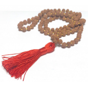 108 Mala Shiva Rudraksha, meditačné šperky, prírodné indické semienka, uzlíky, elastické, ručne vyrobené, strapce 8 cm, korálky 7-8 mm