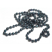 Čierny prírodný nepravidelný perlový náhrdelník 160 cm, symbol krásy, symbol ženskosti, prináša obdiv