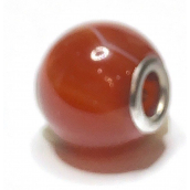 Jaspis červený prívesok okrúhly prírodný kameň 14 mm, otvor 4,2 mm 1 kus, plná starostlivosť o kameň