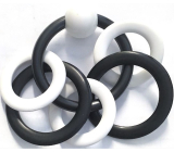 Plastic Nova Kousací kroužky pro děti od 0 měsíců černobílé 5 kusů