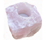 Ružový kremeň svietnik surový prírodný kameň 110 x 110 x 60 mm 1 kus, kameň lásky