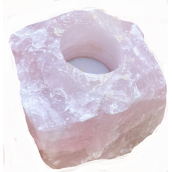 Ružový kremeň svietnik surový prírodný kameň 110 x 110 x 60 mm 1 kus, kameň lásky